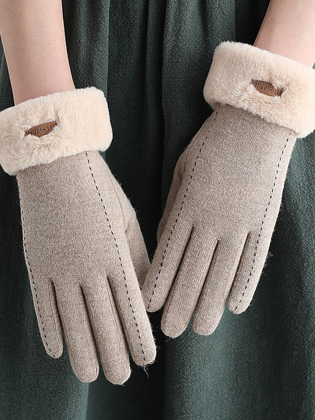 Women's Gloves Warm Winter Gloves Daily Holiday Stitching Lace Acrylic Fibers Simple 1 Pair - LuckyFash™