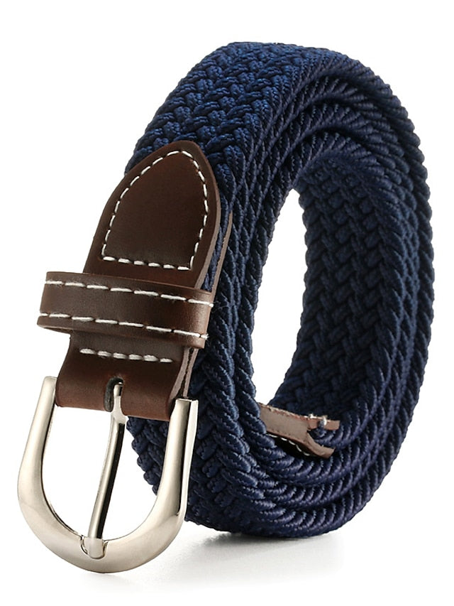 Men's Women's Web Belt Canvas Buckle Free Plain Classic Casual Work Daily Black Blue Green Dark Blue - LuckyFash™