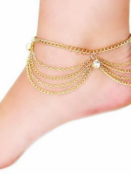 Ankle Bracelet Personalized Stylish Women's Body Jewelry For Daily Beach Classic Alloy Gold 1PC - LuckyFash™
