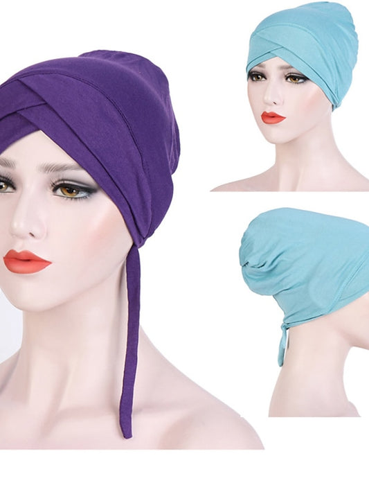 Muslim with Rope Scarf Hat Women Turban Soft Chemo Cap Hair Loss Islamic Headwrap Head Cover Wrap Caps Headwear Dubai Arab Bonnet New - LuckyFash™