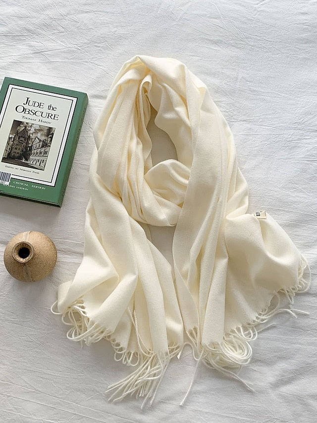 Women's Women's Shawls & Wraps Party Black Scarf Pure Color / Basic / Green / Khaki / Fall / Winter - LuckyFash™