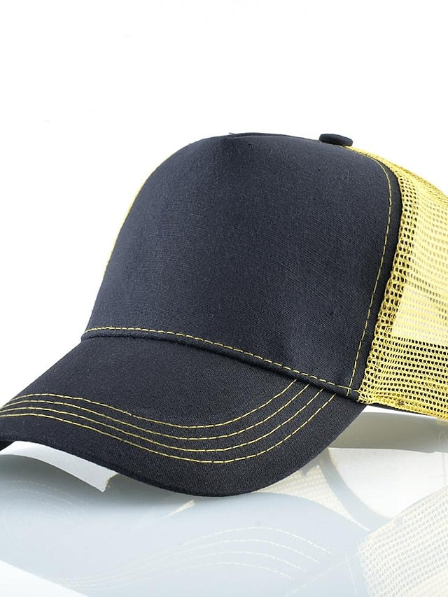 solid color cotton baseball cap european and american retro mesh cap peaked cap trucker hat men's spring and autumn simple tennis cap - LuckyFash™