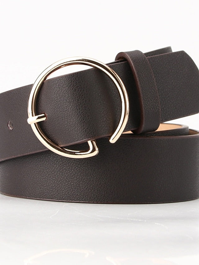 Women's Unisex PU Buckle Belt PU Leather Prong Buckle Plain Casual Classic Party Daily Green Black Brown Navy Blue - LuckyFash™