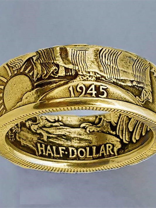 women   antique coin morgan ring  hot style dollar engraving 1945 ring - LuckyFash™