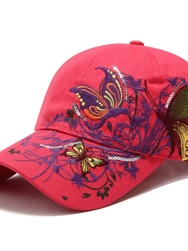 Women's Hat Baseball Cap Black Blue Pink Outdoor Street Dailywear Embroidery Animal Embroidered Flower Windproof Comfort Breathable - LuckyFash™