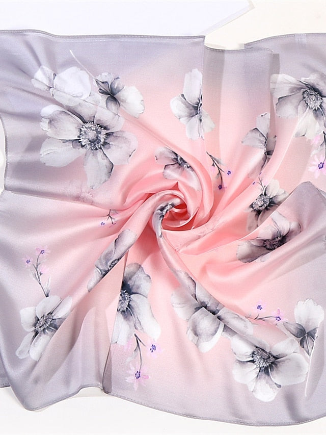 Fashion Scarf For Women Floral Print Silk Satin Hijab Scarfs Small Square Spring Summer Neckerchief Bandana Scarves For Ladies - LuckyFash™