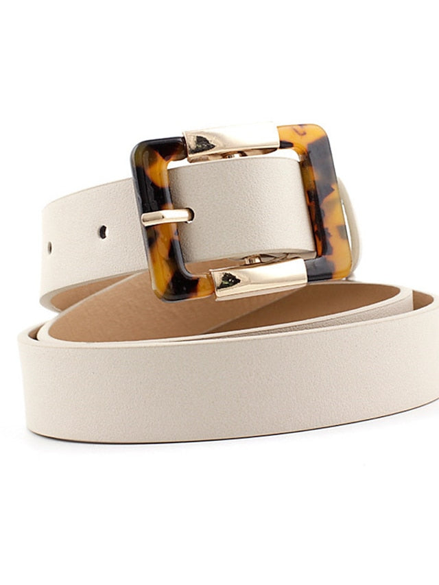 Unisex PU Buckle Belt PU Leather Prong Buckle Leopard Casual Classic Party Daily Black Brown Beige for Women - LuckyFash™