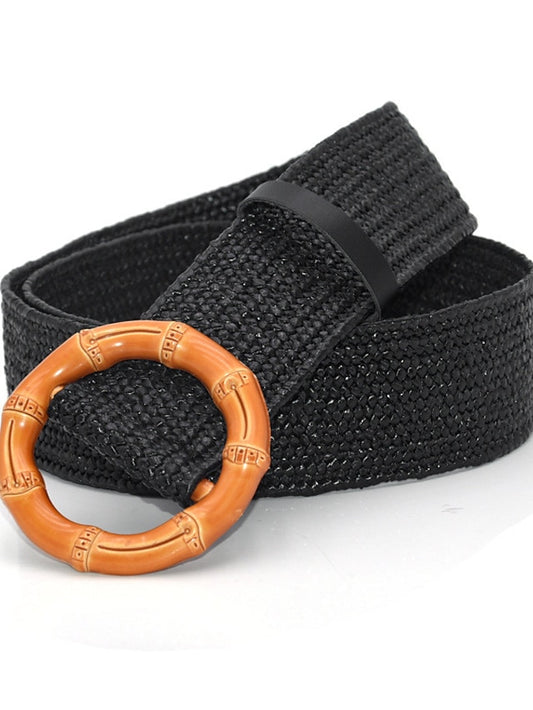 Women's Belt Straw White Black Gray khaki Apricot Waist Belt Street Daily Date Stripe Pure Color / Spring / Summer / Khaki - LuckyFash™