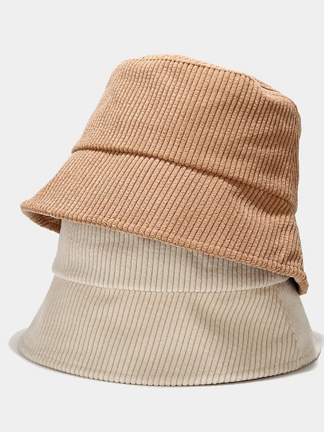 Fall Winter Classic Corduroy Bucket Hat Outdoor Panama Harajuku Style Fishing Bucket Hats For Female Male Unisex  Casual Solid Cap - LuckyFash™