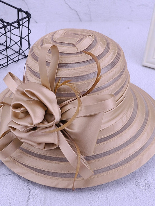 Women's Hat Party Hat Silver Black Purple Wedding Party Outdoor Flower Solid Color Portable Sun Protection Breathable - LuckyFash™