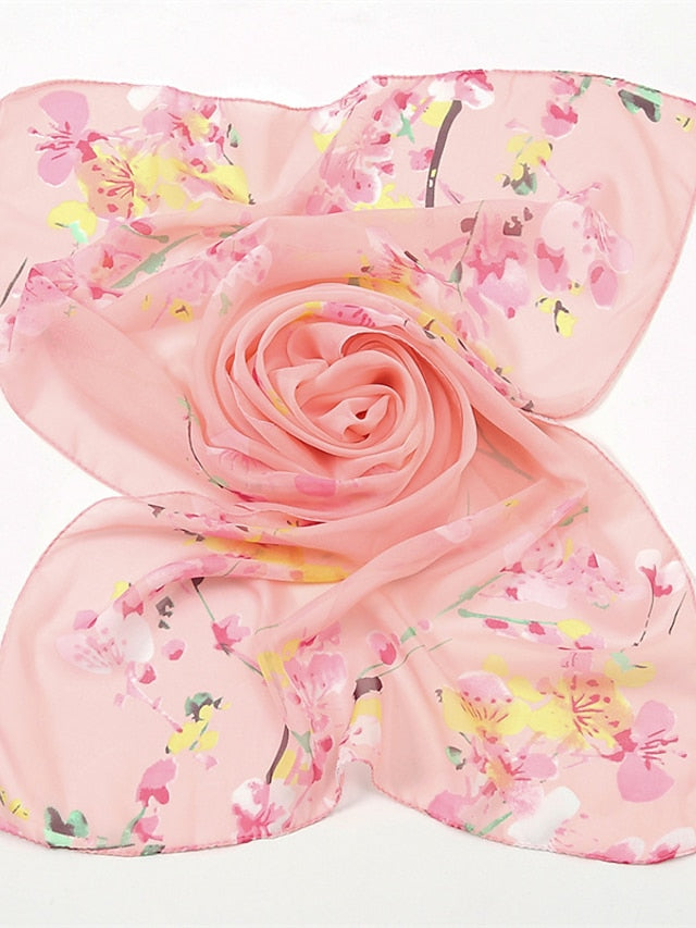 Spring Summer Fashion Floral Thin Style Chiffon Shawl Scarf Lady Print Soft Holiday Beach-up Wrap 150*50Cm - LuckyFash™