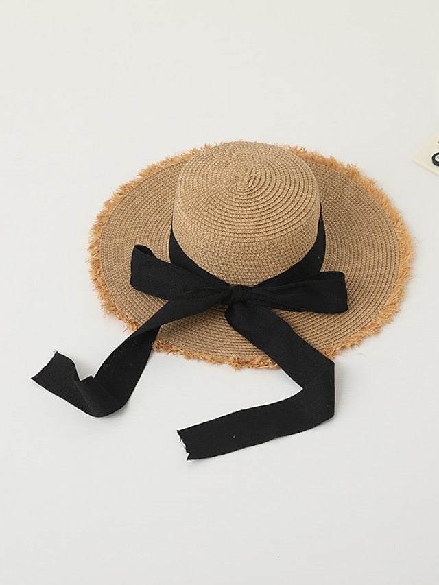 Women's Sun Hat Straw Hat Daily Holiday Straw Vacation Beach Sunscreen Breathability 1 pcs - LuckyFash™
