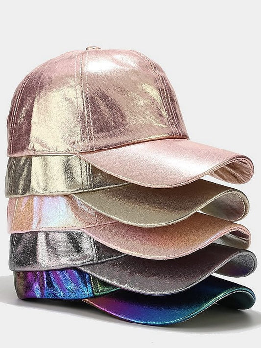 Pleated Pu Baseball Cap Unisex Man Woman Sparkling Adjustable Outdoor Snapback Hat Colorful Peaked Cap Stage Hip-Hop Hat - LuckyFash™