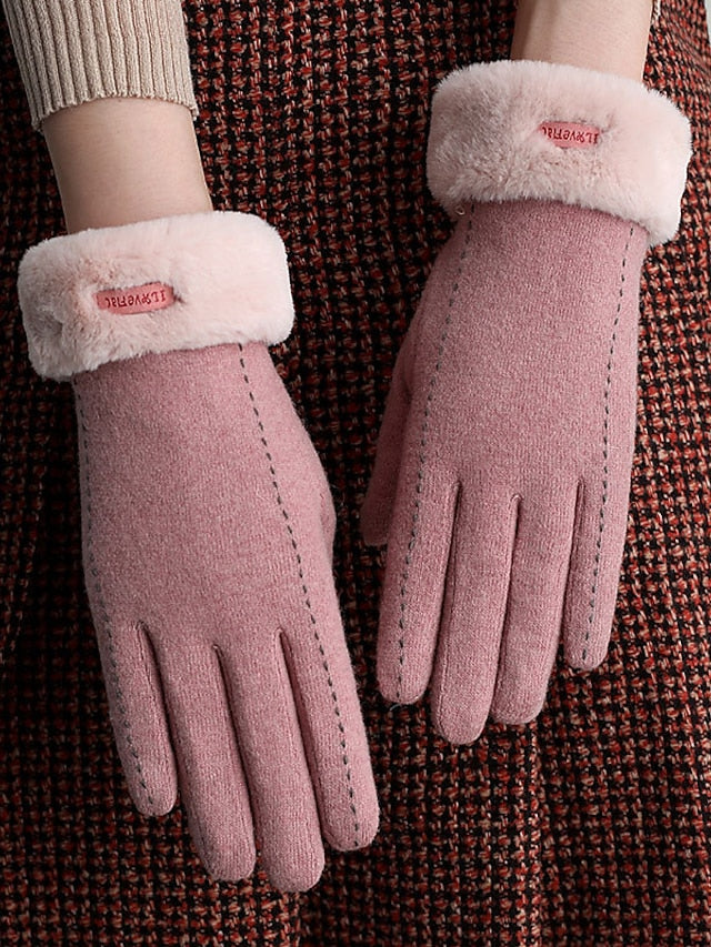 Women's Gloves Warm Winter Gloves Daily Holiday Stitching Lace Acrylic Fibers Simple 1 Pair - LuckyFash™