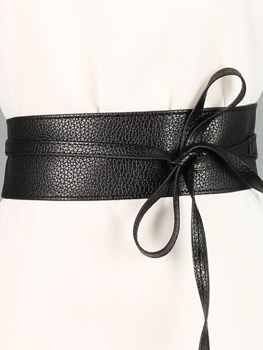 Women's Unisex Wide Belt PU Leather Buckle Free Knot Decor Casual Classic Party Daily White Black Coffee - LuckyFash™