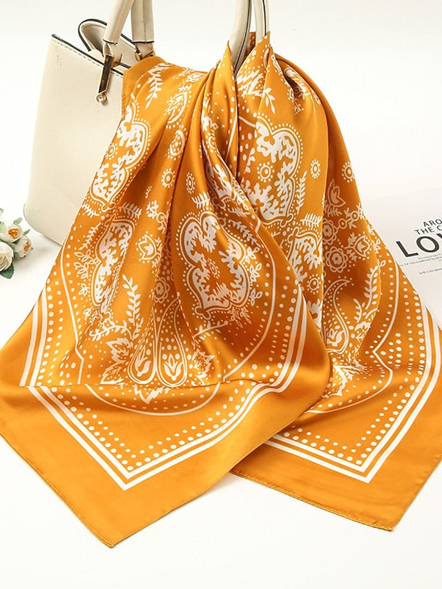 Fashion Printed Hair Scarf For Women 70*70cm Shawl Simple Bandana Head Bag Scarfs Female Kerchief Neck Scarves - LuckyFash™