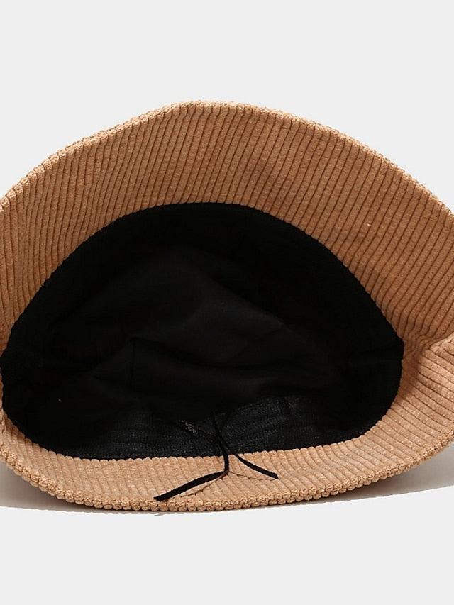 Fall Winter Classic Corduroy Bucket Hat Outdoor Panama Harajuku Style Fishing Bucket Hats For Female Male Unisex  Casual Solid Cap - LuckyFash™