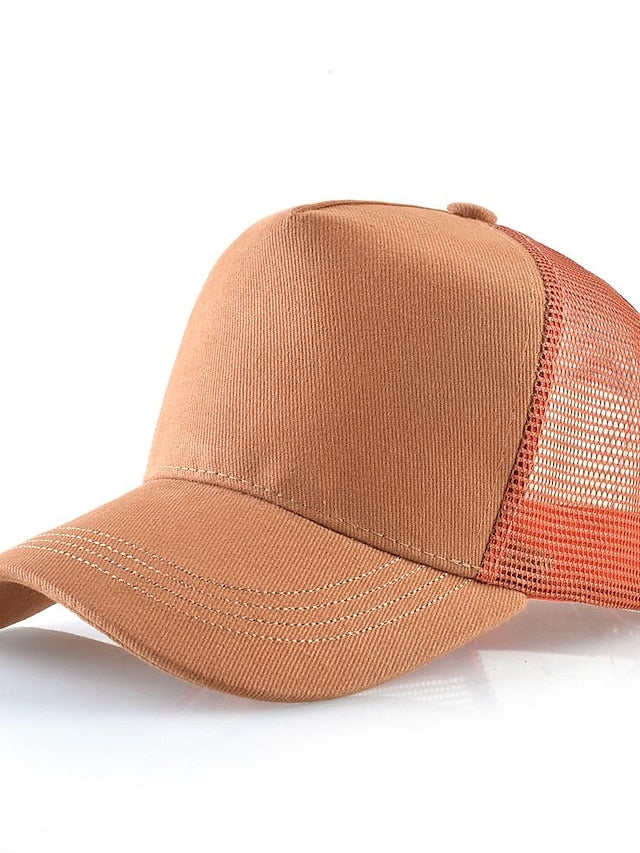 solid color cotton baseball cap european and american retro mesh cap peaked cap trucker hat men's spring and autumn simple tennis cap - LuckyFash™