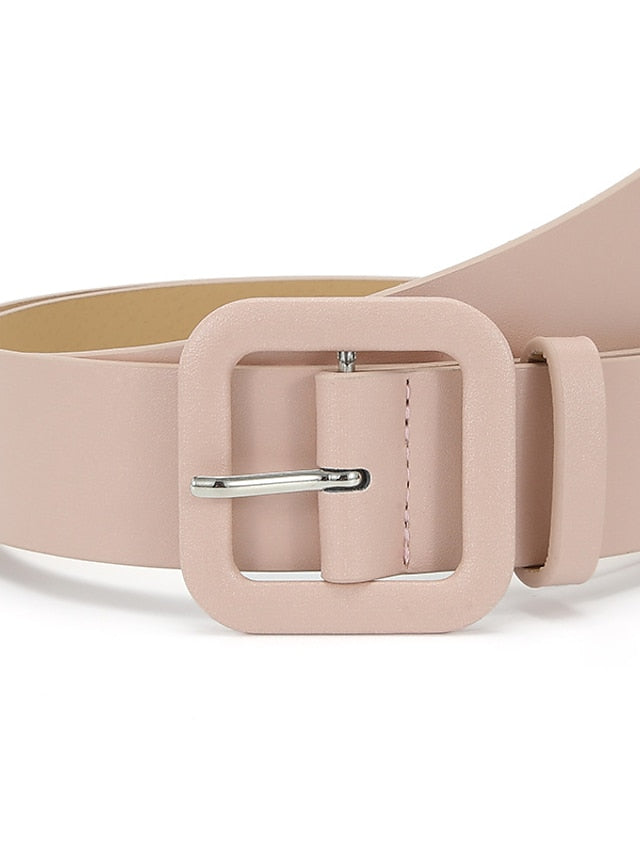 Women's Unisex PU Buckle Belt PU Leather Prong Buckle Plain Classic Casual Party Work Violet Black Pink Brown - LuckyFash™