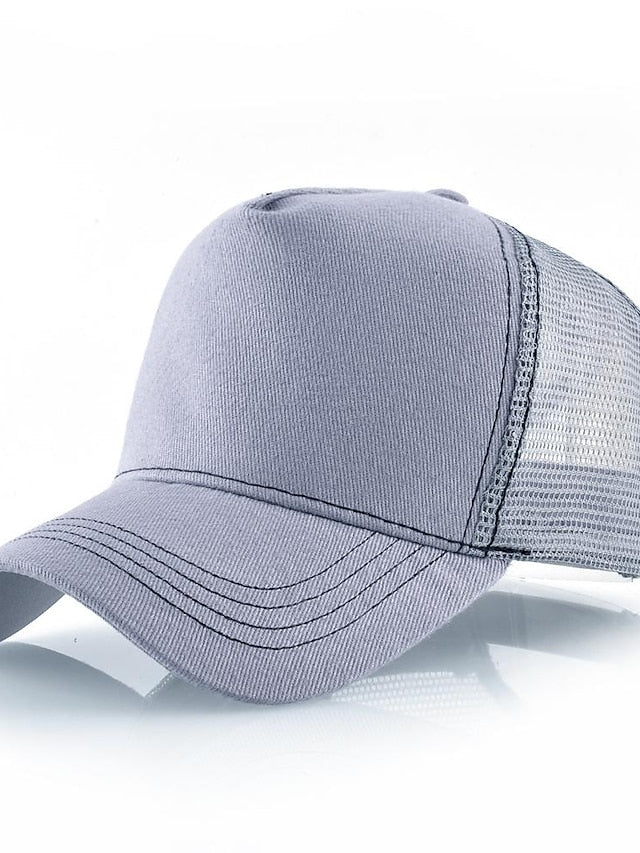 solid color cotton baseball cap european and american retro mesh cap peaked cap trucker hat men's spring and autumn simple tennis cap - LuckyFash™