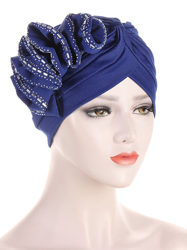 Lastest Flower Turban Bonnet for Women Muslim Hijab Headscarf Cap Wedding Party Headwear Turbante African Headtie - LuckyFash™