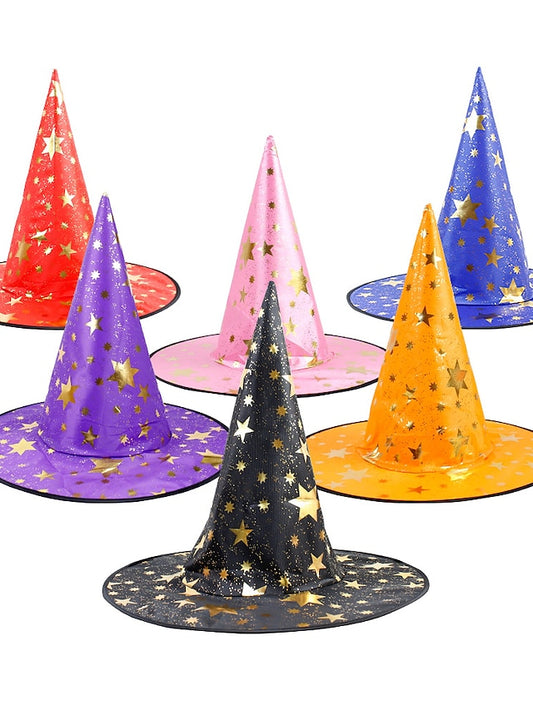 Halloween Witch Hat Masquerade Party Star Hat Children's Headwear Witch Sorcerer Pointed Hat Retro Nordic Style Floppy Hat Durags Party / Evening - LuckyFash™