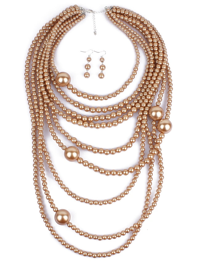 Women's necklace Chic & Modern Party Pure Color Jewelry Sets / Imitation Pearl / Gold / Fall / Winter / Spring - LuckyFash™