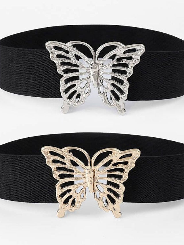 Women's Wide Belt Nylon Metal Bucke Bow Decor Formal Casual Party Daily Silver Gold - LuckyFash™