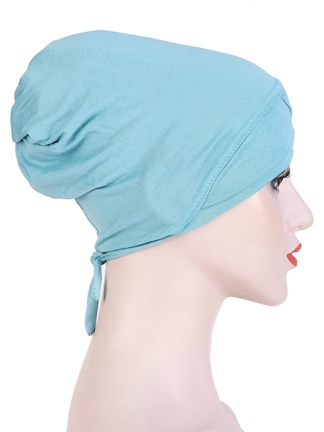 Muslim with Rope Scarf Hat Women Turban Soft Chemo Cap Hair Loss Islamic Headwrap Head Cover Wrap Caps Headwear Dubai Arab Bonnet New - LuckyFash™