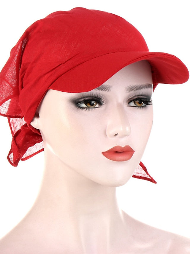 Women Classic Turban Hat Solid Color Outdoor Brim Sunshade Hats Female with Scarf Cap Soft Headscarf Beanie Baseball Cap - LuckyFash™