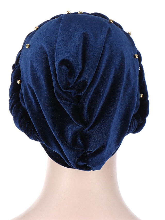 Retro Lady Women Beaded Hat Muslim Braid Head Scarf Turban Head Wrap Cover Ramadan Hair Loss Islamic Headwear Arab Fashion - LuckyFash™