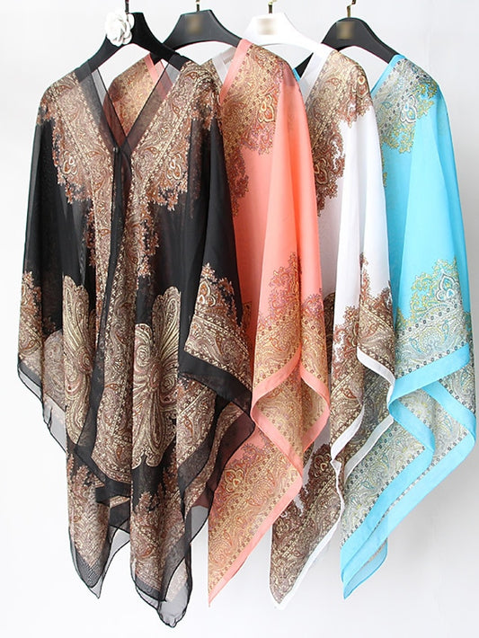 Fashion Women Scarf Shawl Poncho Printed Sunscreen Scarf Sun Protection Shawl Beach Shawl Bikini Cover Soft Comfortable - LuckyFash™