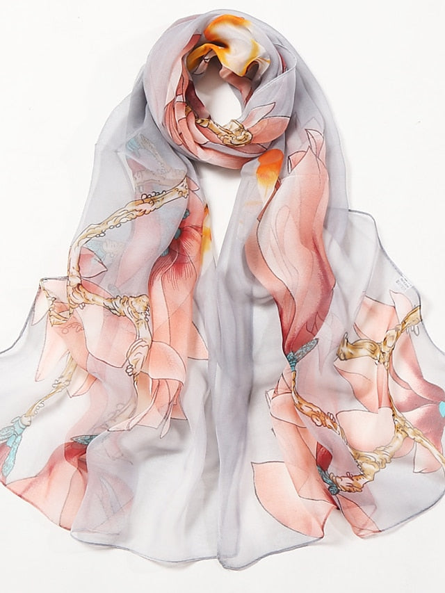 Flower Summer Women Thin Style Scarf Bandana Soft Bandana Female Elegant Shawl Hijab Hairscarves Beach Scarf - LuckyFash™