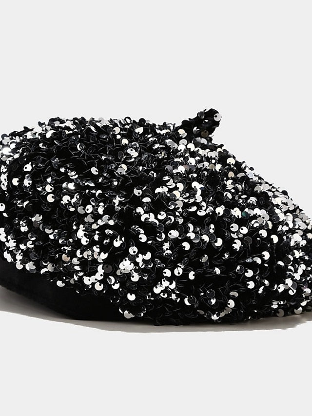 Popular Sequins Painter Hat Female Korean Version Trendy Beret Pub Party British Retro Octagonal Hat - LuckyFash™