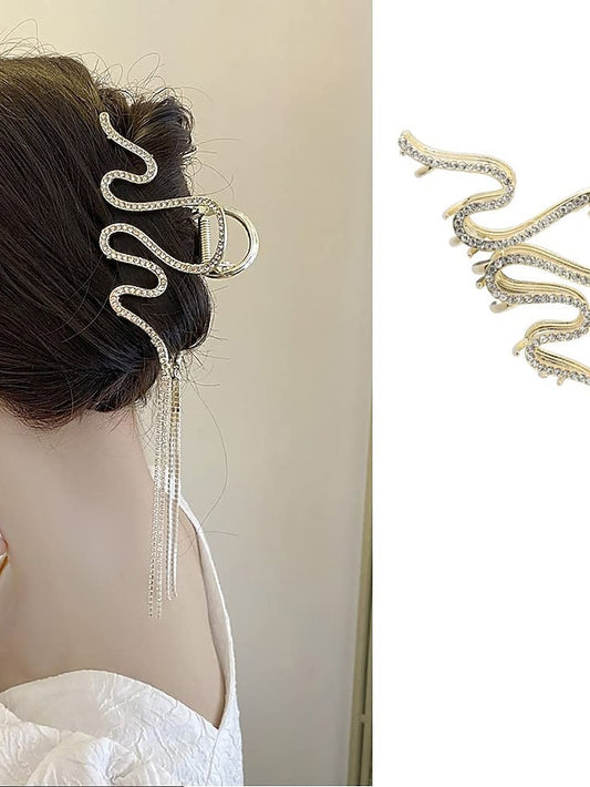 Metal Hair Claw Clips Gold Snack Hair Accessories Valentine's Day Large Rhinestones Design Acrylic Luxury Hair Crab Headbands Hairpin Barrette Head Bands Hair Clamp Hair Accessories for Women 1Pcs - LuckyFash™