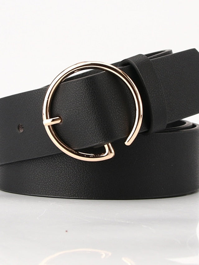 Women's Unisex PU Buckle Belt PU Leather Prong Buckle Plain Casual Classic Party Daily Green Black Brown Navy Blue - LuckyFash™
