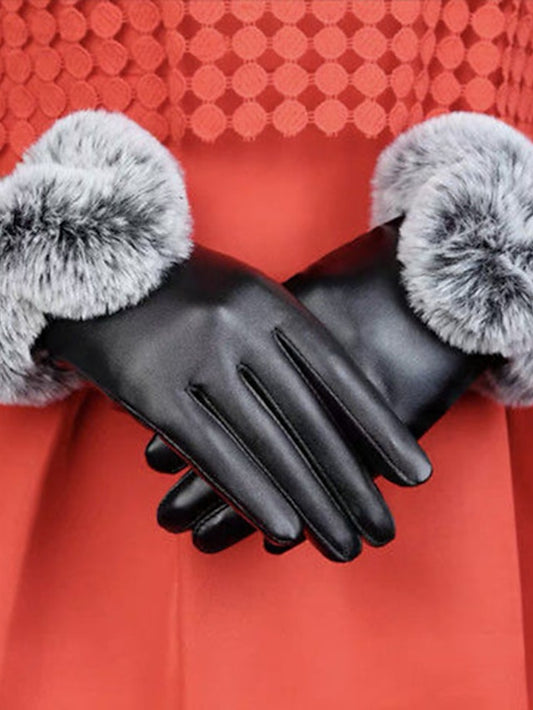 Women's Cycling Gloves Warm Winter Gloves Gift Daily Solid / Plain Color PU Leather Simple 1 Pair - LuckyFash™