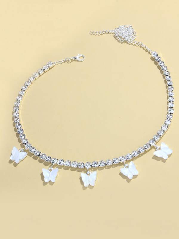 Rhinestone Butterfly Charm Necklace - LuckyFash™