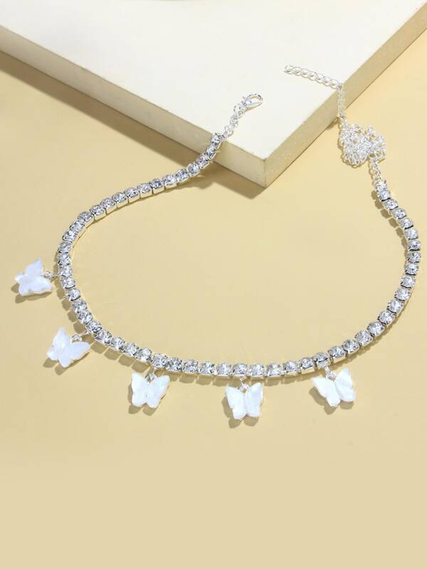 Rhinestone Butterfly Charm Necklace - LuckyFash™
