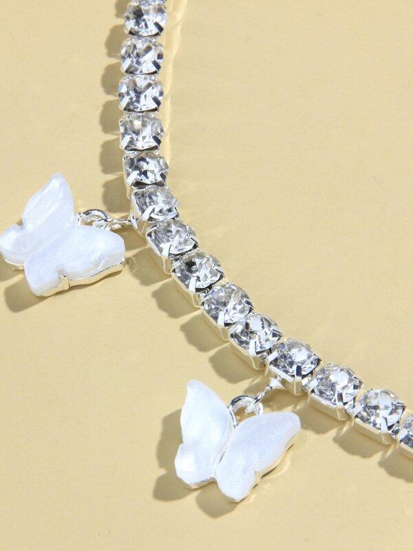Rhinestone Butterfly Charm Necklace - LuckyFash™