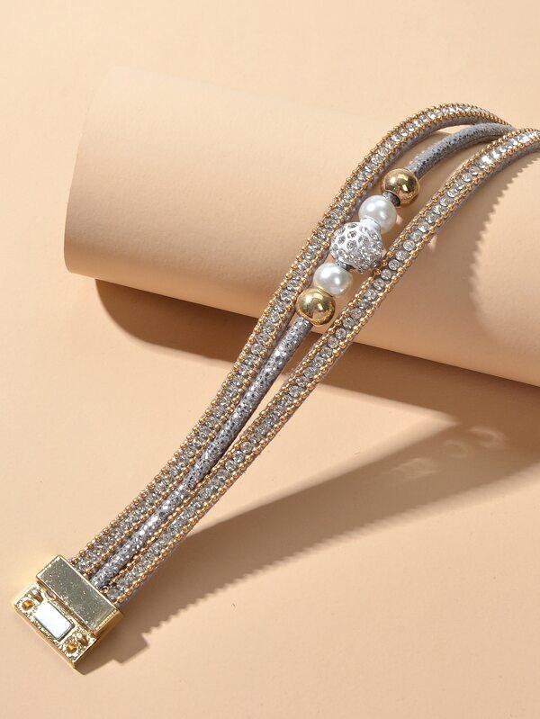 Rhinestone Decor Layered Bracelet - LuckyFash™