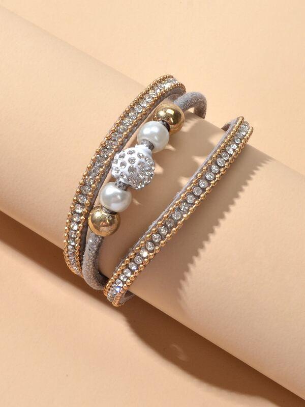 Rhinestone Decor Layered Bracelet - LuckyFash™