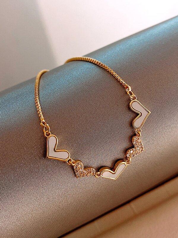 Rhinestone Heart Decor Bracelet - LuckyFash™