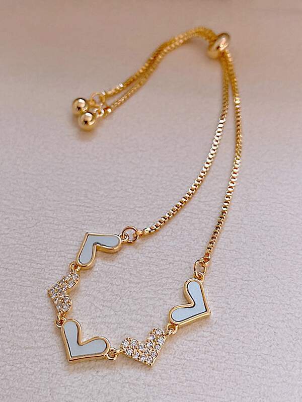 Rhinestone Heart Decor Bracelet - LuckyFash™