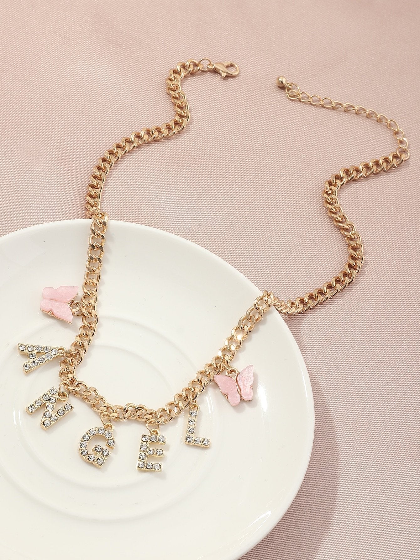 Rhinestone Letter Charm Necklace - LuckyFash™
