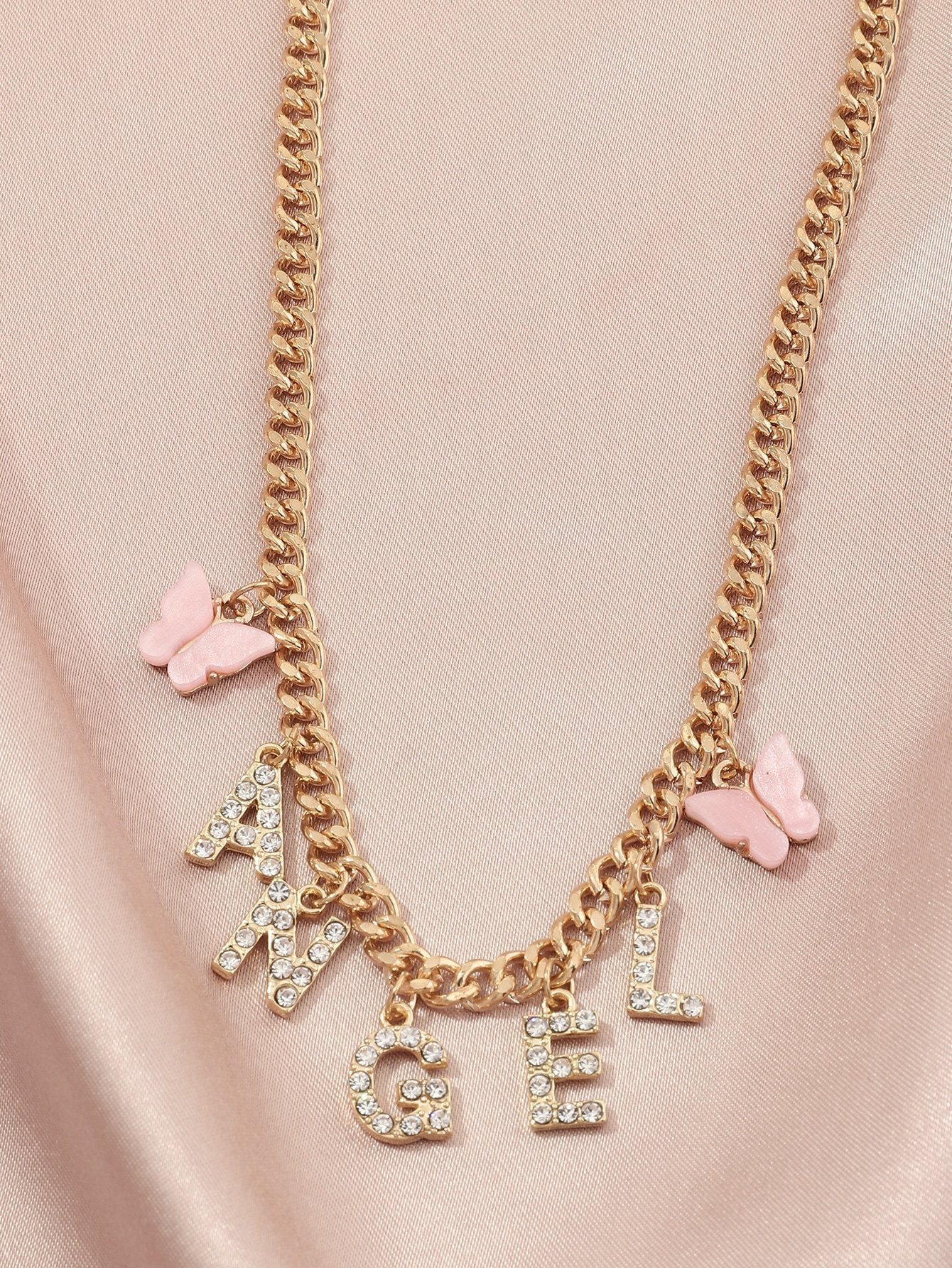 Rhinestone Letter Charm Necklace - LuckyFash™