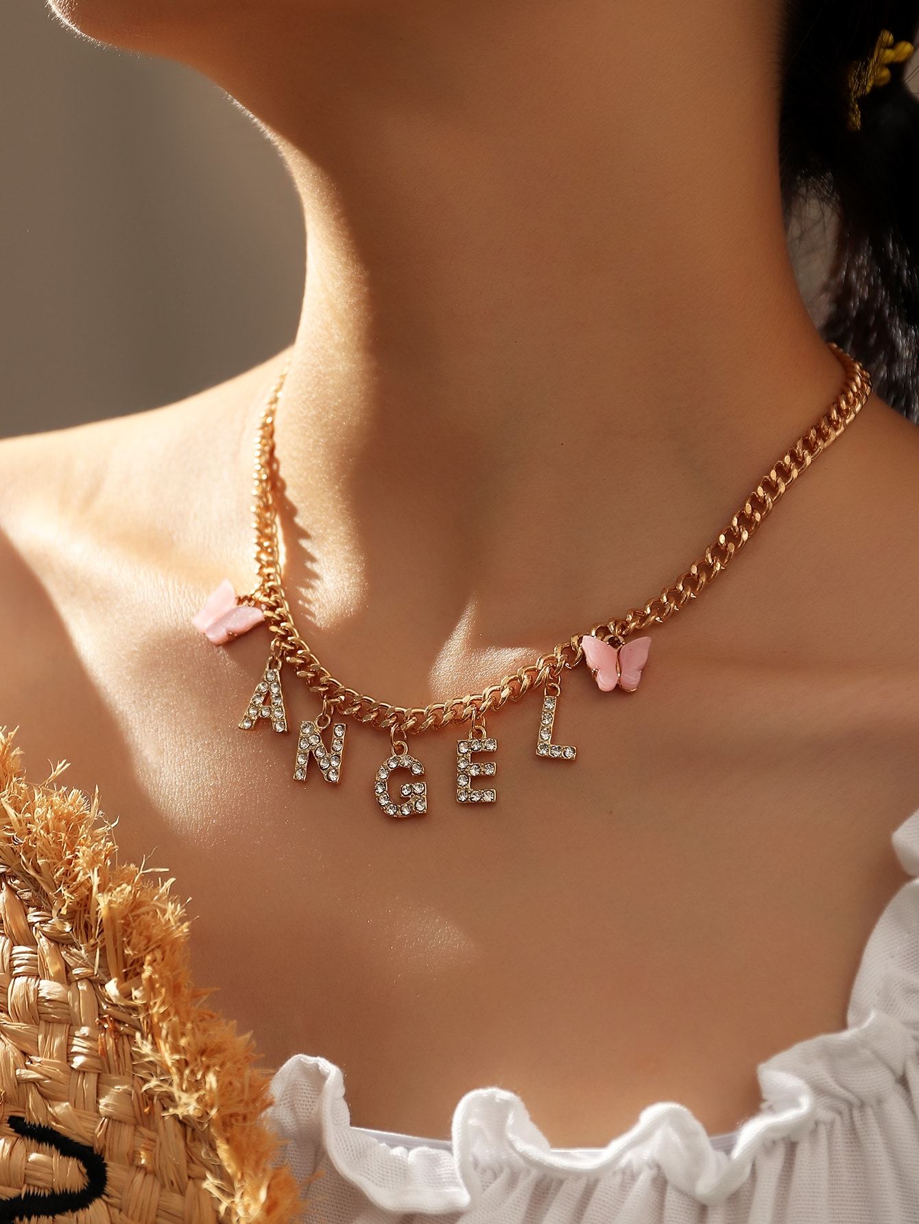 Rhinestone Letter Charm Necklace - LuckyFash™