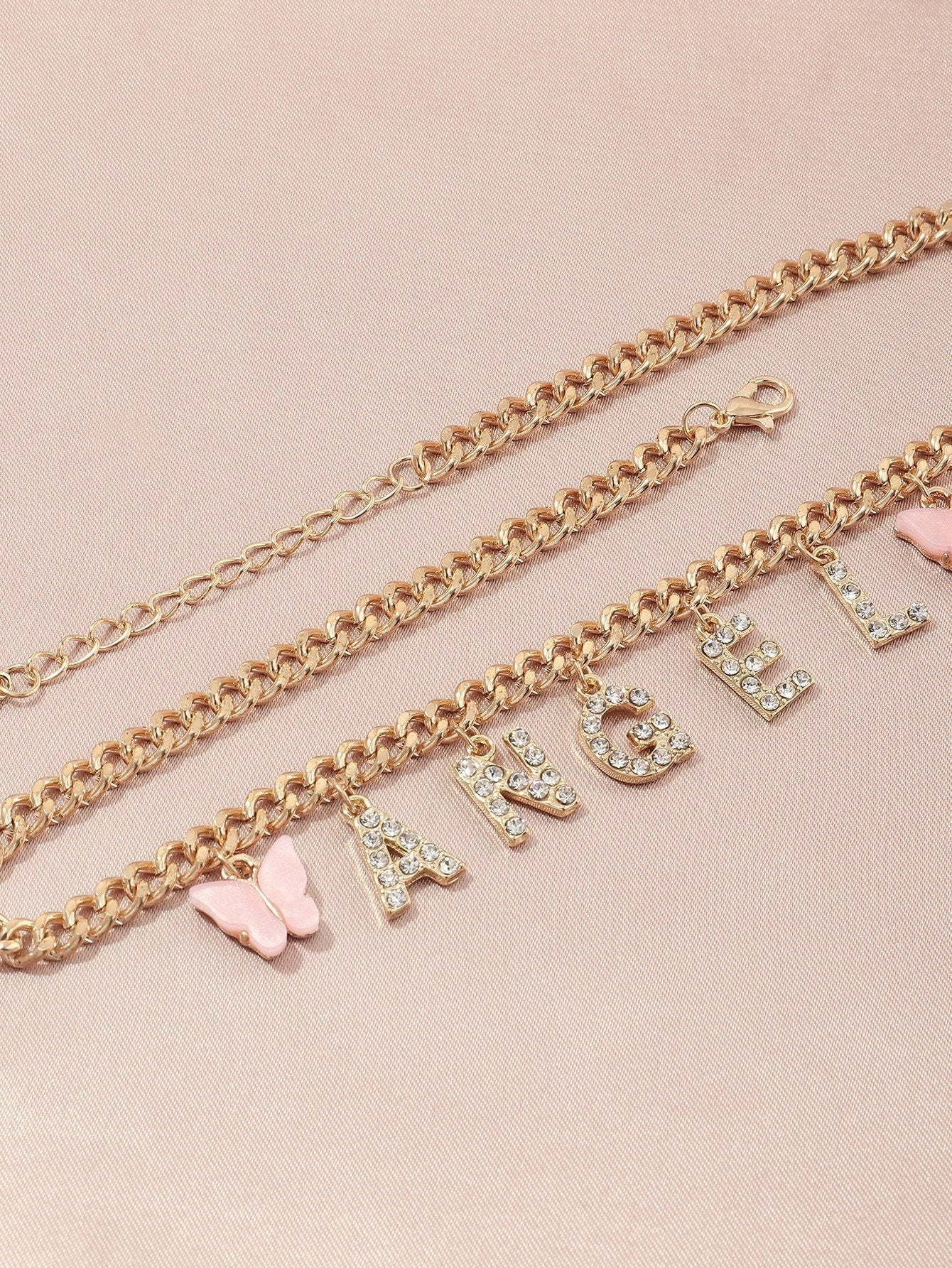 Rhinestone Letter Charm Necklace - LuckyFash™