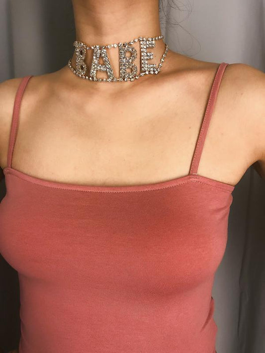 Rhinestone Letter Design Statement Choker 1pc - LuckyFash™