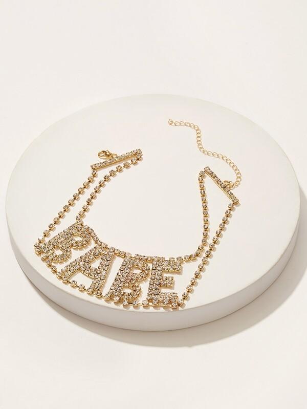 Rhinestone Letter Design Statement Choker 1pc - LuckyFash™